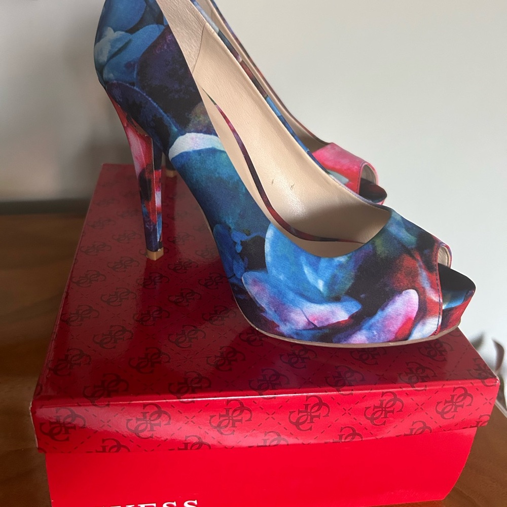 Guess Blue and Pink Heels Elegant Design